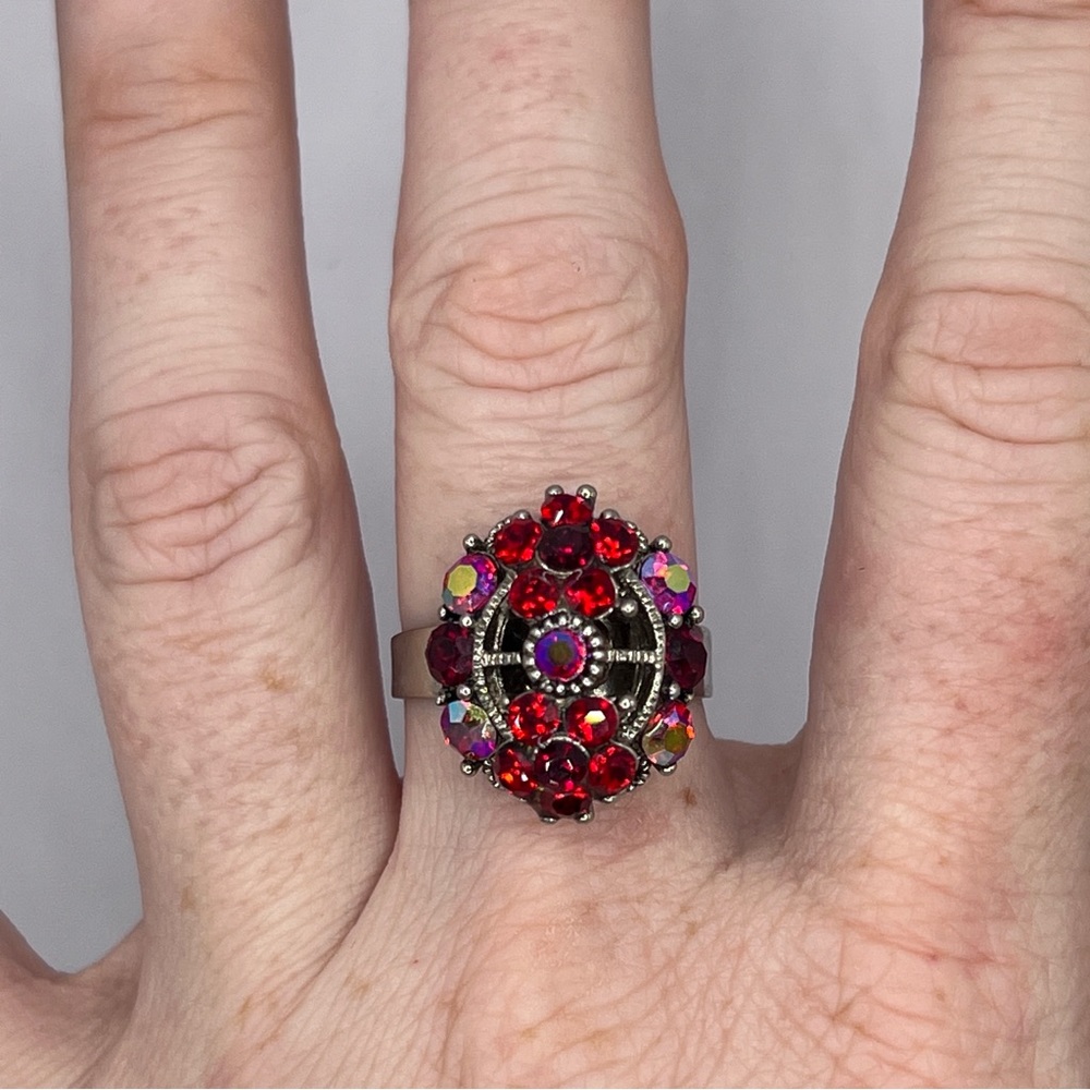 Red AB stoned vintage ring